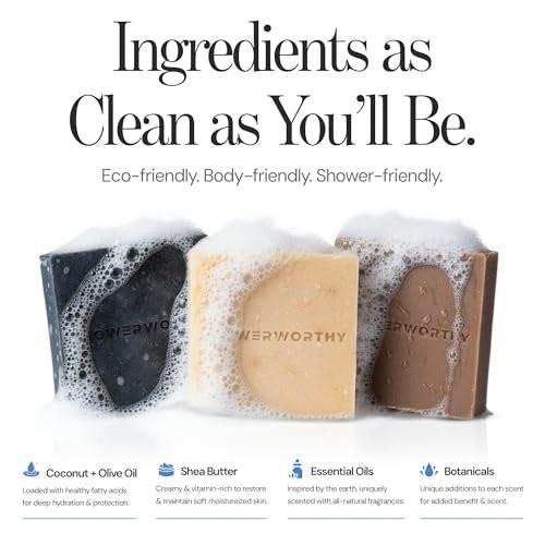 Showerworthy Pflanzliche Bio-Seife 8er-Pack – Handgemacht in den USA mit ätherischen Ölen für trockene & empfindliche Haut, je 141 g