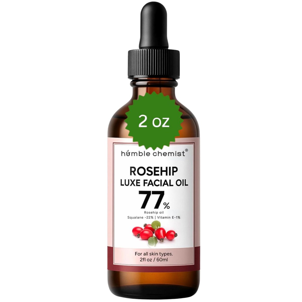Humble chemist 2in1 Rosehip Luxe Face Oil – 77% Rosenöl mit Squalan und Vitamin E für strahlende Haut