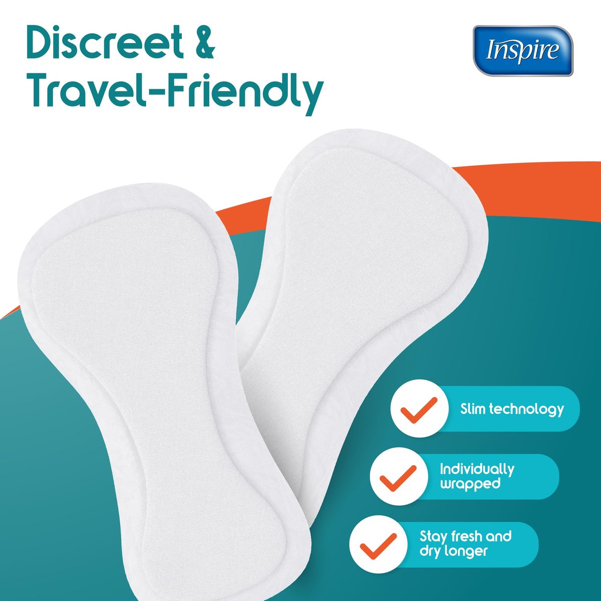 Inspire Ultra Saugfähige Inkontinenz-Booster-Pads | Absorbiert über 4 Tassen! | Für Frauen oder Männer, Klebestreifen zur Verwendung in Inkontinenzunterwäsche und Windeln auslaufsicher (22 Stück)