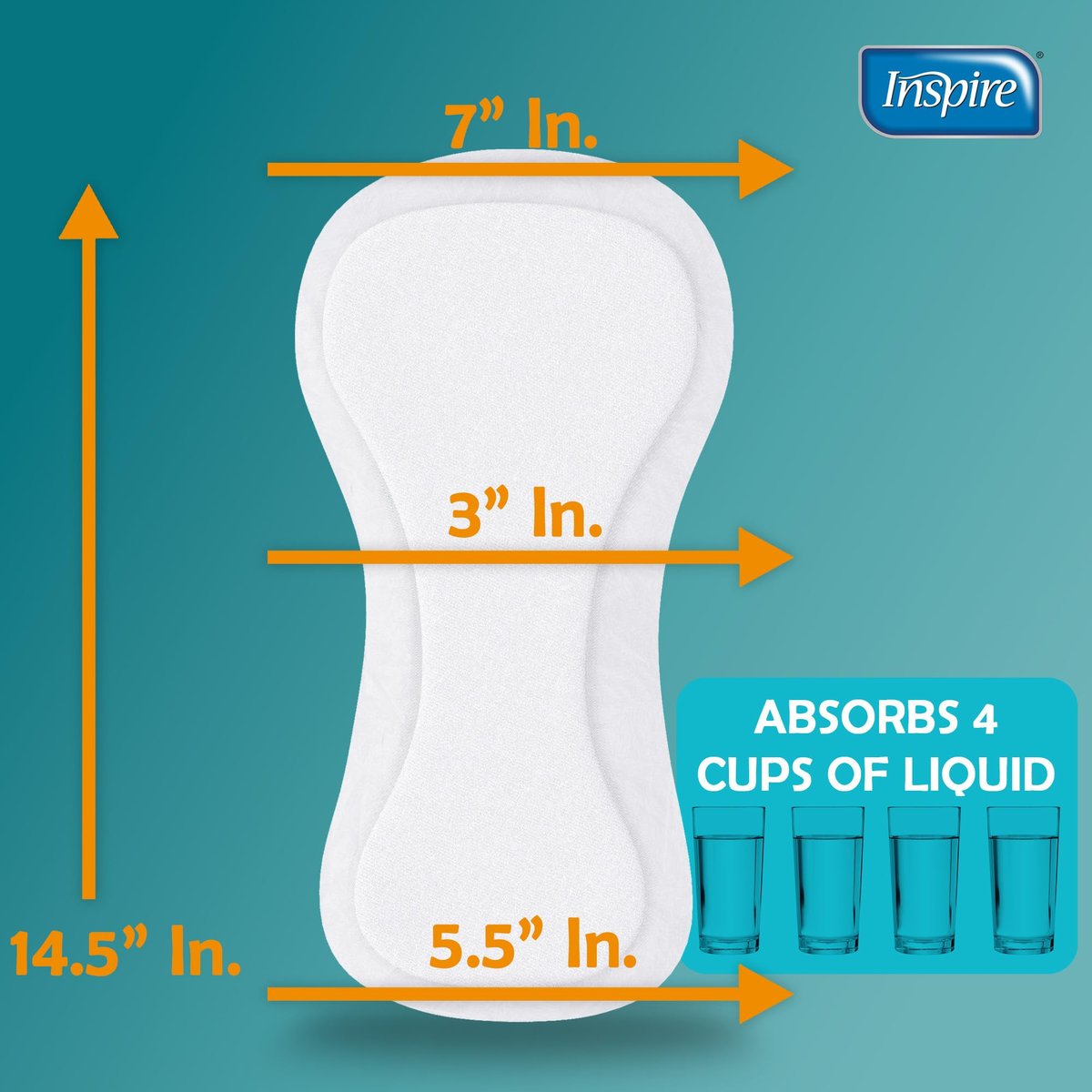 Inspire Ultra Saugfähige Inkontinenz-Booster-Pads | Absorbiert über 4 Tassen! | Für Frauen oder Männer, Klebestreifen zur Verwendung in Inkontinenzunterwäsche und Windeln auslaufsicher (22 Stück)