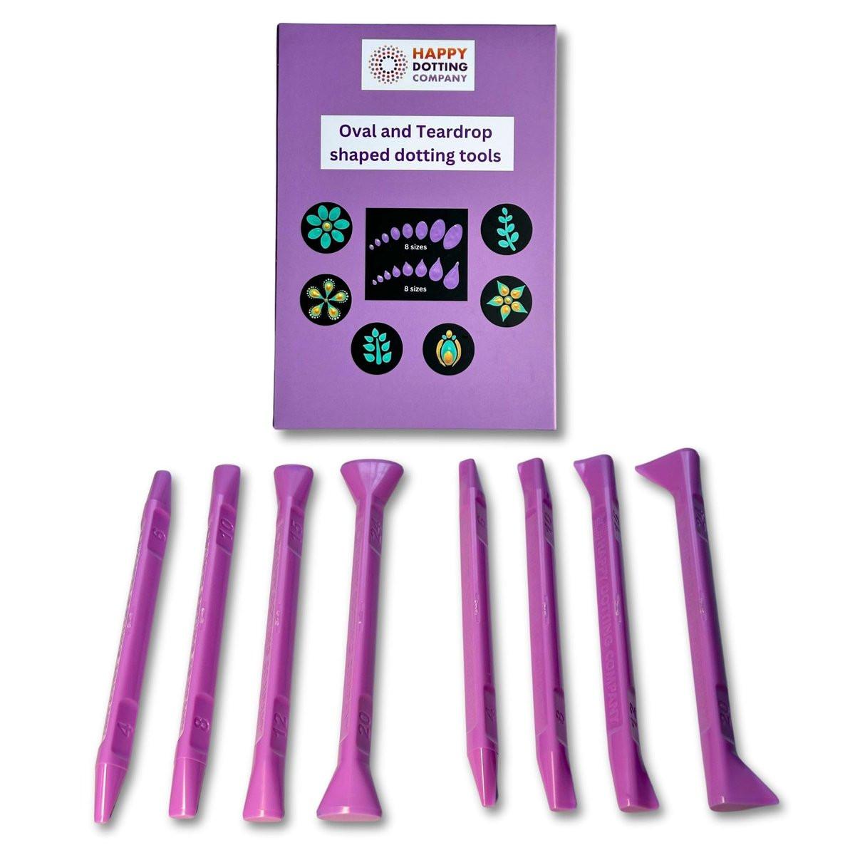 Oval Dotting Tools - Tränenförmige Dotting Tools - Happy Dotting Company - 8 Doppelend-Set für Dot Mandala Malerei - Ovale Werkzeuge - Tränenförmige Werkzeuge - Dot Painting