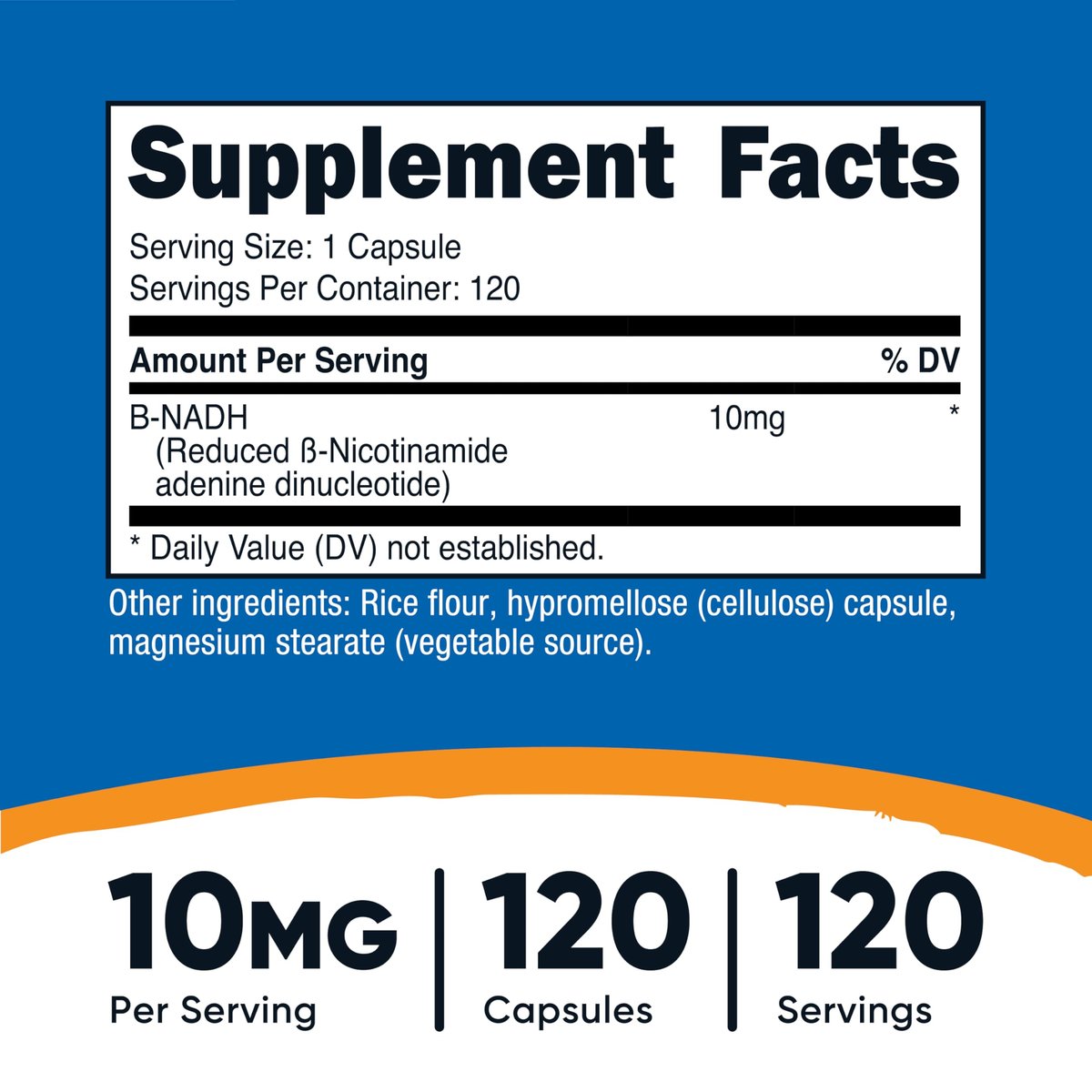 Nutricost NADH 10 mg pro Portion – 120 Kapseln – B-Nicotinamidadenindinukleotid, vegan, glutenfrei