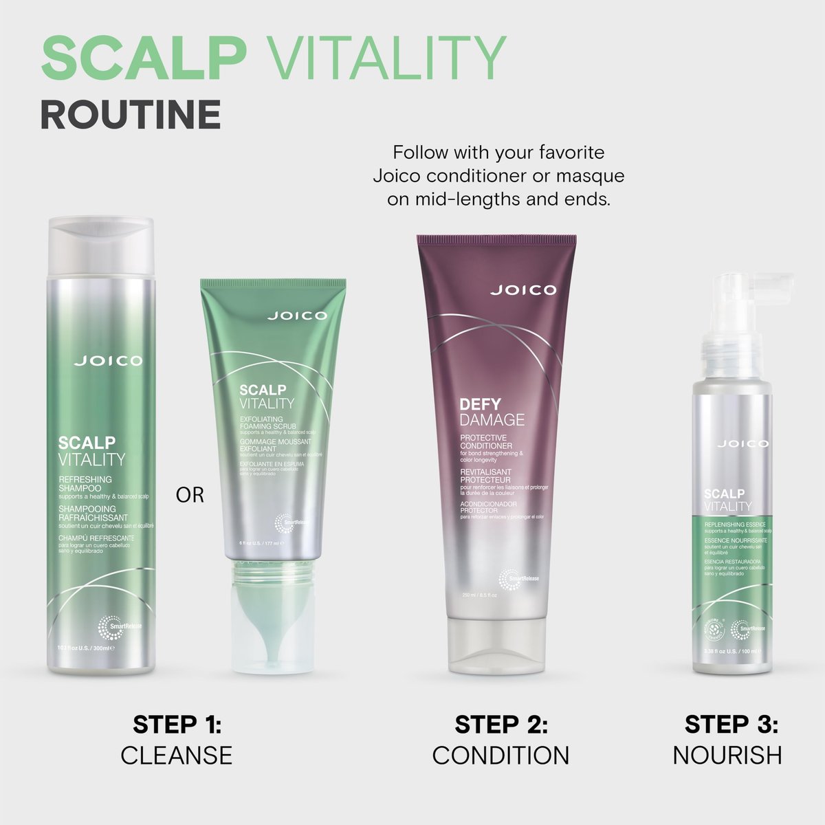 Joico Scalp Vitality Peeling-Schaum – Für eine gesunde & ausgeglichene Kopfhaut bei trockener, fettiger und juckender Kopfhaut – Entfernt überschüssiges Öl & Produktrückstände – Kühlendes Gefühl – 177 ml