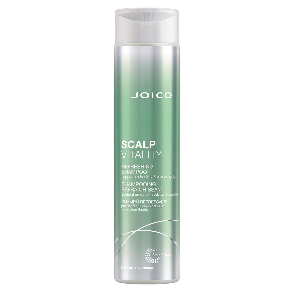 Joico Scalp Vitality Erfrischendes Shampoo – Unterstützt eine gesunde & ausgeglichene Kopfhaut – Für trockene, fettige und juckende Kopfhaut – Beruhigt & erfrischt – Entfernt Schuppen & reduziert Irritationen – 300 ml