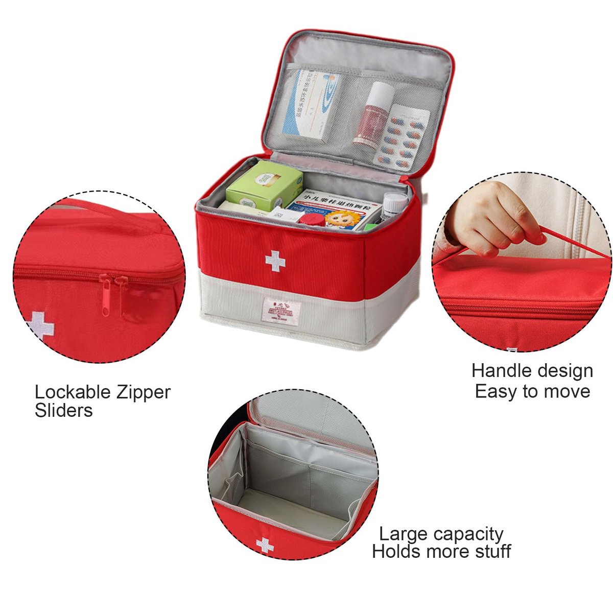 XPAPOV Reise-Medizintasche Organizer, Leere Arzt-Tasche für Zuhause, Reisen, Camping, Auto, Wandern & Outdoor-Notfälle, Notfall-Erste-Hilfe-Set