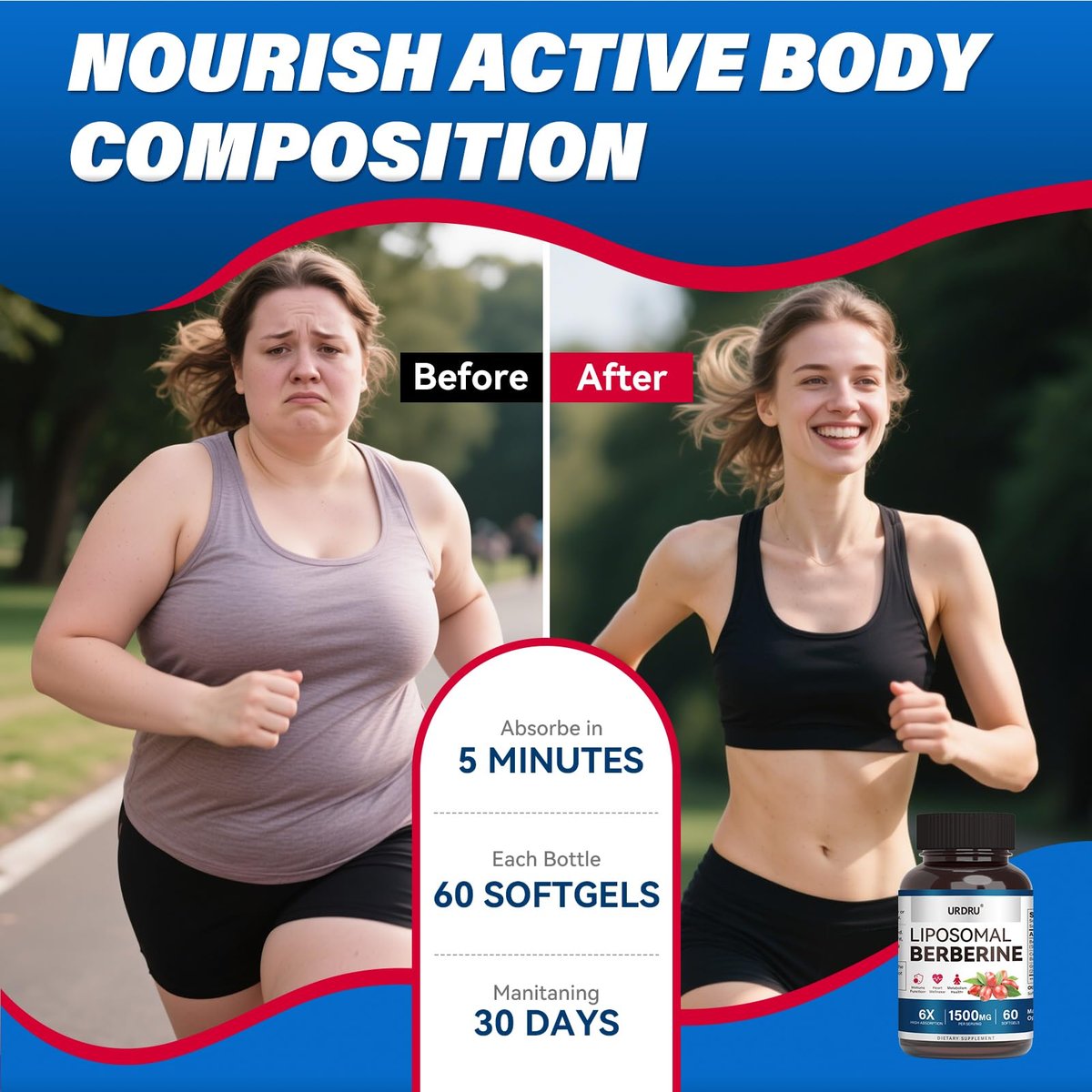 URDRU 3-in-1 Liposomales Berberin Supplement 1500mg – mit Ceylon-Zimt & Gymnema, hohe Bioverfügbarkeit Berberin Kapseln für Frauen und Männer, AMPK-Aktivator