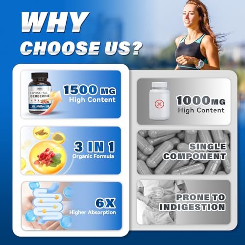 URDRU 3-in-1 Liposomales Berberin Supplement 1500mg – mit Ceylon-Zimt & Gymnema, hohe Bioverfügbarkeit Berberin Kapseln für Frauen und Männer, AMPK-Aktivator