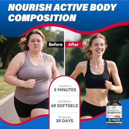URDRU 3-in-1 Liposomales Berberin Supplement 1500mg – mit Ceylon-Zimt & Gymnema, hohe Bioverfügbarkeit Berberin Kapseln für Frauen und Männer, AMPK-Aktivator