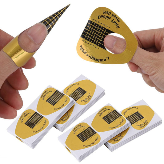 400 Stück Nagelformen Gold Hufeisen - Acryl-Nagelverlängerungsaufkleber für Builder Gel & Polygel - Nagelkunst für Zuhause & Salon