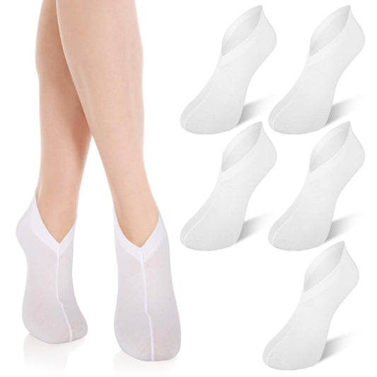10er-Pack Weiße Baumwoll-Spa-Socken, Wiederverwendbare Feuchtigkeitsspendende Socken, Baumwollmischung Atmungsaktive Fußmasken-Ärmel für Trockene, Rissige Füße, Feuchtigkeitspflege über Nacht, Home-SPA-Therapie
