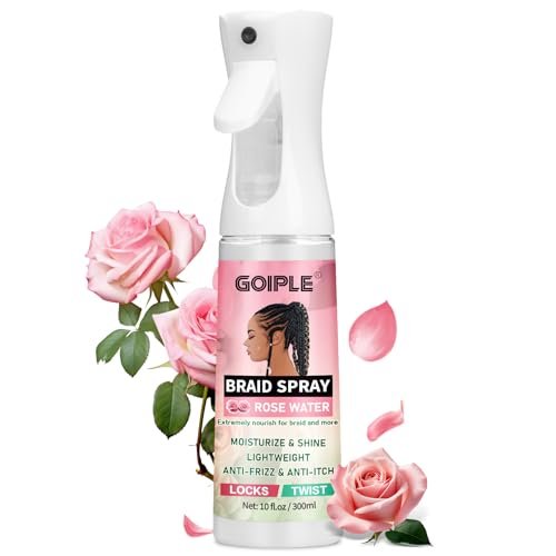 10 fl oz Braid Spray Rose Mint für Dreads, Dreadlocks, Locks – Rosenwasser-Spray für juckende Kopfhaut, Glanz & Leichtigkeit für stumpfes Haar, Twists, Cornrows, Box Braids Feuchtigkeitsspray, Rosenwasser für alle Haartypen