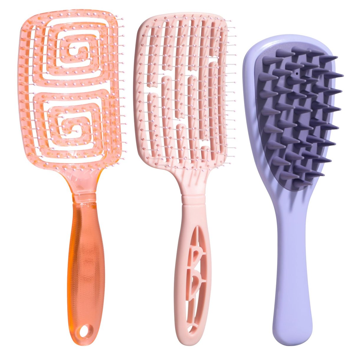 NVTED 3-teiliges Haarbürsten-Set: Silikon-Skalp-Scrubber & Entwirrer für nasses und trockenes Haar – Ideal für Frauen und Männer