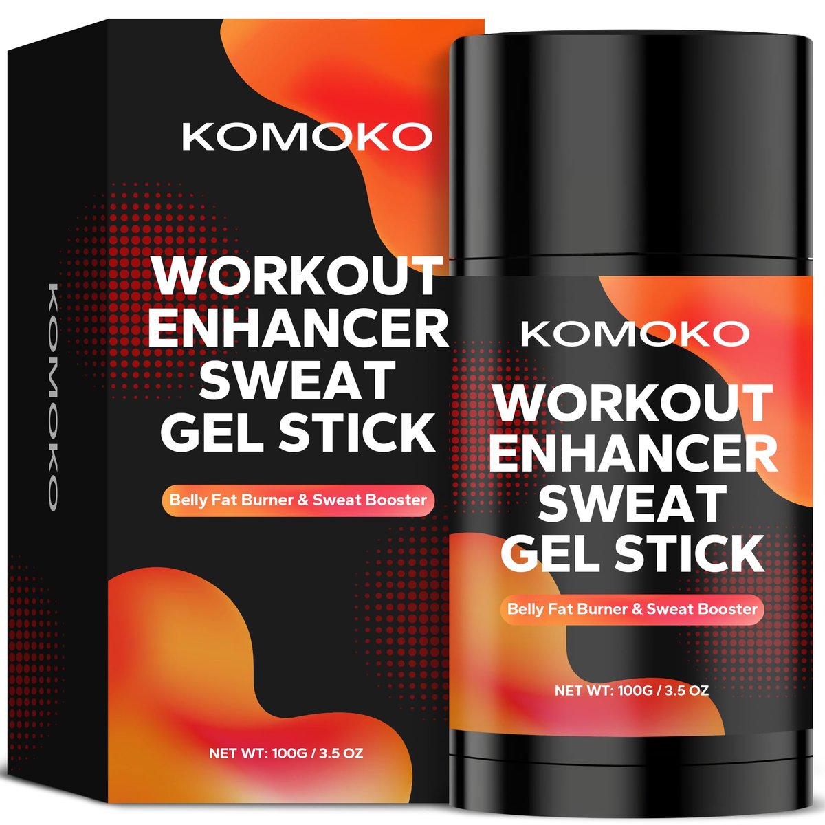 Komoko Fat Burning Sweat Gel Stick (3,5 oz) – Trainings-Booster Roll-On Gel, Bauchfett-Brenner & Taillentrainer-Gel für Männer & Frauen