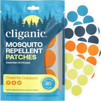 Cliganic Mückenschutz Sticker (80er Pack) – Natürliche, DEET-freie Citronella-Pflaster für Kinder & Erwachsene