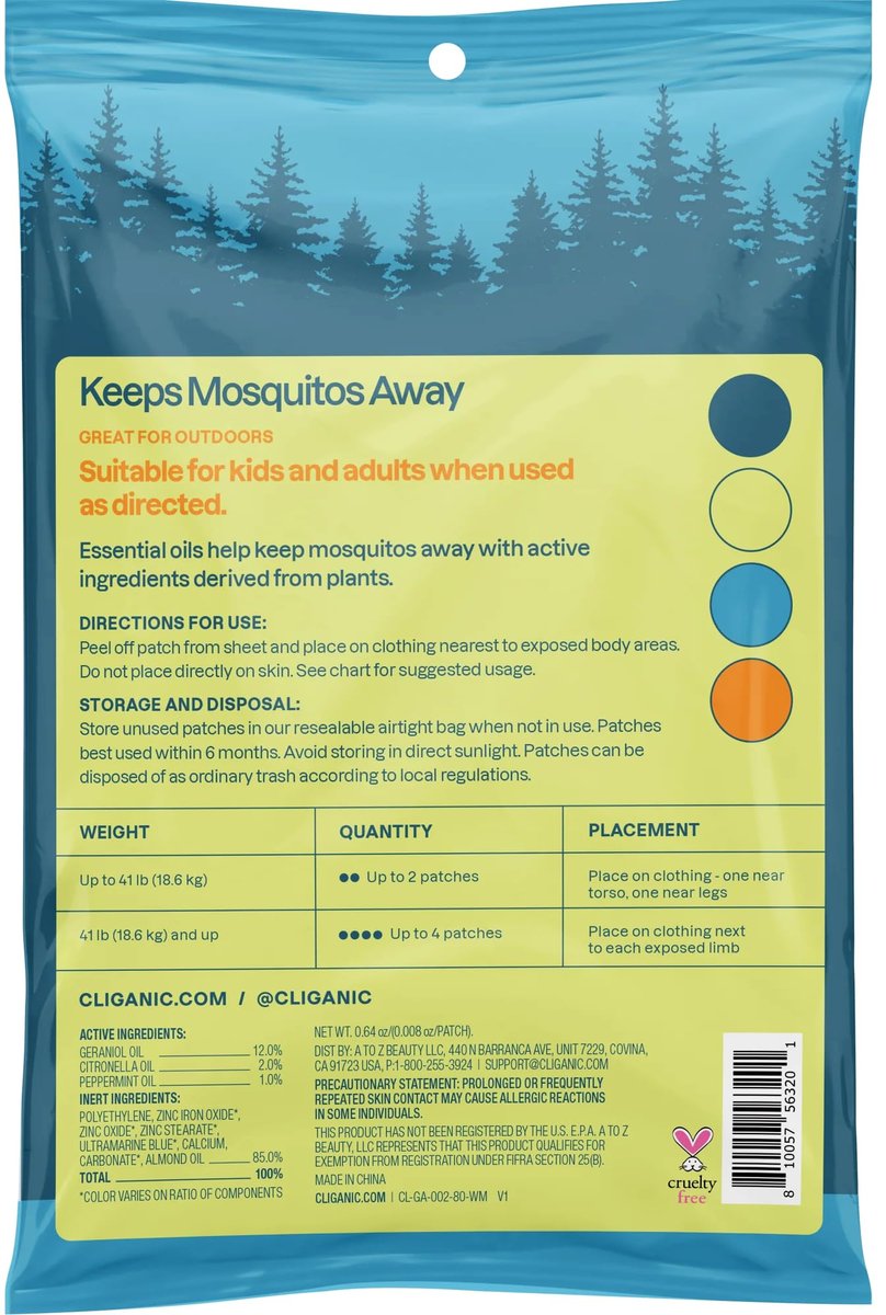 Cliganic Mückenschutz Sticker (80er Pack) – Natürliche, DEET-freie Citronella-Pflaster für Kinder & Erwachsene
