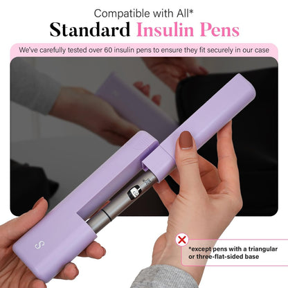 STRAWBERRY & CO Insulin-Kühler-Reiseetui mit integriertem Sharps-Behälter – Temperaturkontrollierter Organizer für Diabetiker – TSA-geprüfte Aufbewahrung für Ozempic, Insulin-Pens & Nadeln – Kompakt & auslaufsicher (Lila, Klein)