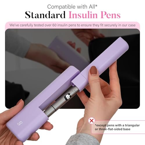 STRAWBERRY & CO Insulin-Kühler-Reiseetui mit integriertem Sharps-Behälter – Temperaturkontrollierter Organizer für Diabetiker – TSA-geprüfte Aufbewahrung für Ozempic, Insulin-Pens & Nadeln – Kompakt & auslaufsicher (Lila, Klein)