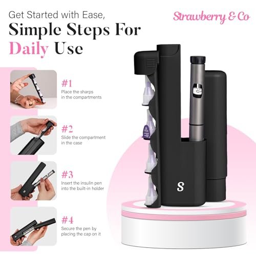 STRAWBERRY & CO Insulin-Kühl-Reiseetui – Eingebauter Sharps-Behälter & Temperaturkontrolle – TSA-geprüfte Aufbewahrung für Diabetiker – Kompakt & auslaufsicher