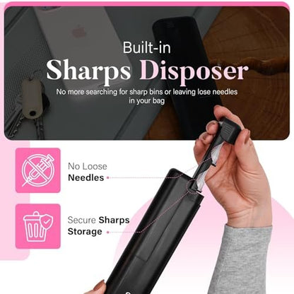 STRAWBERRY & CO Insulin-Kühl-Reiseetui – Eingebauter Sharps-Behälter & Temperaturkontrolle – TSA-geprüfte Aufbewahrung für Diabetiker – Kompakt & auslaufsicher