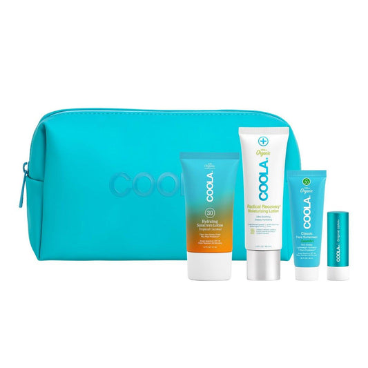 COOLA Organic Sunscreen & Lippenbalsam SPF 30 Sonnenschutz-Set – Dermatologisch getestet, TSA-geprüft, vegan & glutenfrei (4 Artikel)