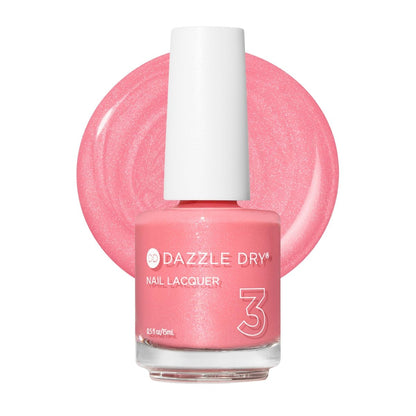 Dazzle Dry Nagellack (Schritt 3) - Cherry Blossom - Ein beruhigendes Blush-Pink mit subtilem, mehrfarbigem Schimmereffekt. Halbtransparenter Schimmer (15 ml)