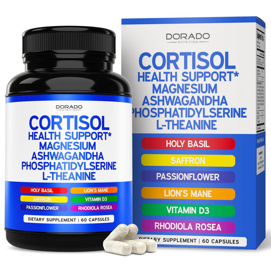Cortisol-Supplement für Frauen und Männer mit 14-in-1-Mischung (Magnesium, Ashwagandha, L-Theanin uvm.) – Gesunder Cortisolspiegel & Ruhe – Drittanbieter-getestet, Nicht-GVO, hergestellt in USA – 60 Kapseln