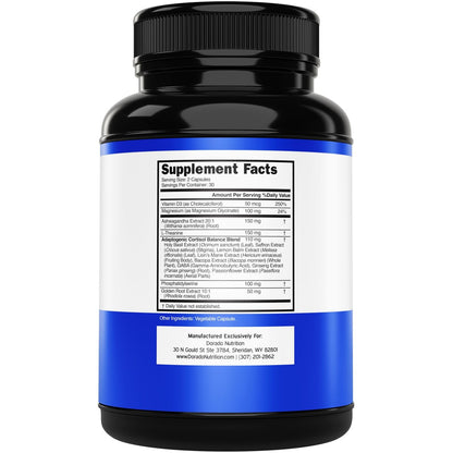 Cortisol-Supplement für Frauen und Männer mit 14-in-1-Mischung (Magnesium, Ashwagandha, L-Theanin uvm.) – Gesunder Cortisolspiegel & Ruhe – Drittanbieter-getestet, Nicht-GVO, hergestellt in USA – 60 Kapseln
