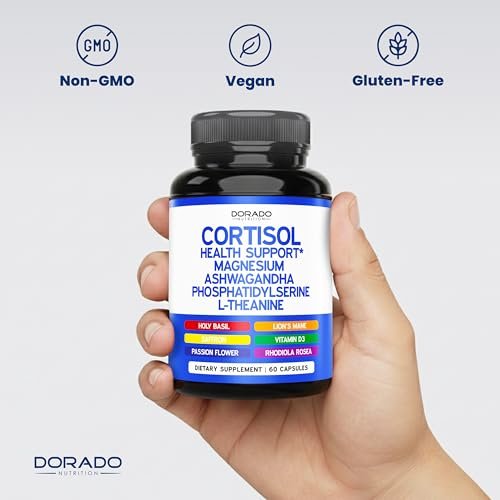 Cortisol-Supplement für Frauen und Männer mit 14-in-1-Mischung (Magnesium, Ashwagandha, L-Theanin uvm.) – Gesunder Cortisolspiegel & Ruhe – Drittanbieter-getestet, Nicht-GVO, hergestellt in USA – 60 Kapseln