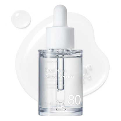 TOSOWOONG Real Rice Glow Serum – 80 % Reiskleiewasser & Niacinamid gegen dunkle Flecken, ungleichmäßigen Hautton und fahle Haut – K-Beauty Serum für alle Hauttypen (33 ml)