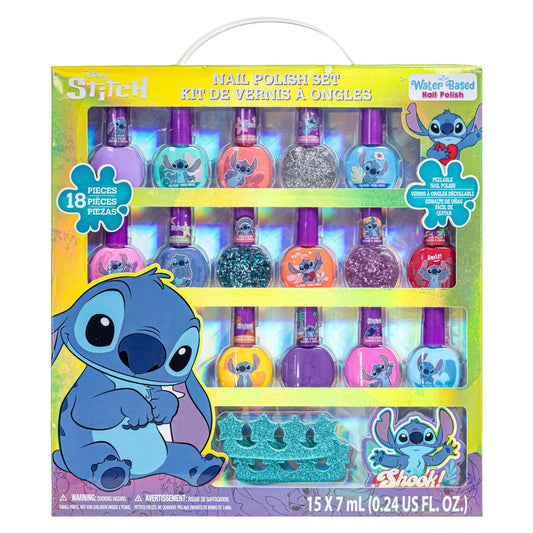 Disney Stitch 15-teiliges Nagellack-Set für Kinder auf Wasserbasis – mit 2 Zehenspreizern, 1 Nagelfeile, schnell trocknend, peel-off, Geschenkset für Mädchen ab 3 Jahren von Townley Girl