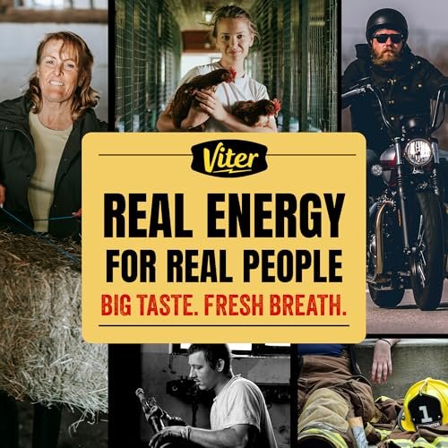 Viter Energy 60 mg Koffeinkaugummi (Pfefferminzgeschmack, 30 Stück) - Zuckerfrei, Vitamin B3, B6, B9, B12, Null Kalorien, Koffeinhaltige Energie-Kaugummis, Nootropes Fokus-Supplement für Männer & Frauen