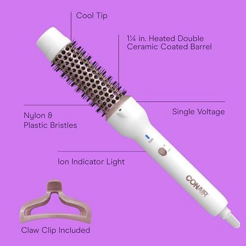 Conair Doppel-Keramik 1¼-Zoll Thermo-Rundbürste – Heizbare Rundbürste für Volumen, Locken und Wellen – Keramik-Technologie vermeidet schädliche Hot Spots für glattes, glänzendes Haar