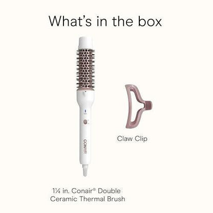 Conair Doppel-Keramik 1¼-Zoll Thermo-Rundbürste – Heizbare Rundbürste für Volumen, Locken und Wellen – Keramik-Technologie vermeidet schädliche Hot Spots für glattes, glänzendes Haar