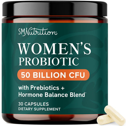 Probiotika für Frauen | 50 Milliarden KBE für Vaginal-, pH-Gleichgewicht und Verdauungsgesundheit | Weibliche Probiotika mit Präbiotika und Hormonausgleichsmischung | Haltbar | Vegan, Glutenfrei | 30 Kapseln