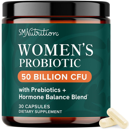 Probiotika für Frauen | 50 Milliarden KBE für Vaginal-, pH-Gleichgewicht und Verdauungsgesundheit | Weibliche Probiotika mit Präbiotika und Hormonausgleichsmischung | Haltbar | Vegan, Glutenfrei | 30 Kapseln