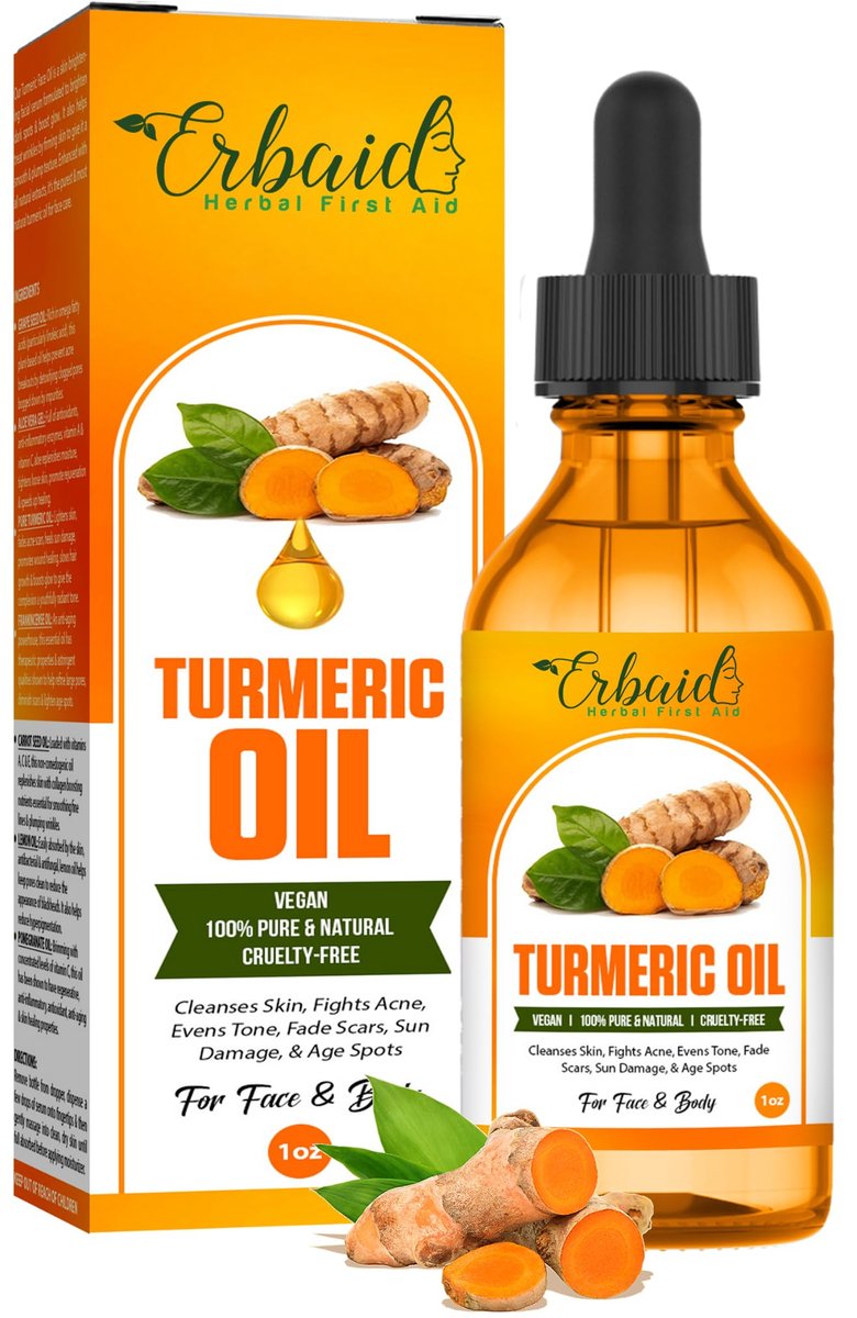 Kurkumaöl – Anti-Dunkle-Flecken Gesichtsserum für Gesicht & Körper – Natürliches Hautaufhellungsserum & Hyperpigmentierungsbehandlung – Kurkuma-Glow-Serum reinigt, bekämpft Akne, gleicht Hautton aus, Narben – für alle Hauttypen