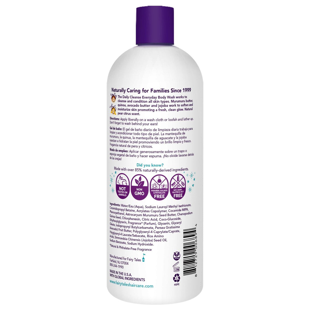 Fairy Tales Daily Cleanse Kids Body Wash – Sanfte, natürliche Reinigung für Kinder, 32 oz