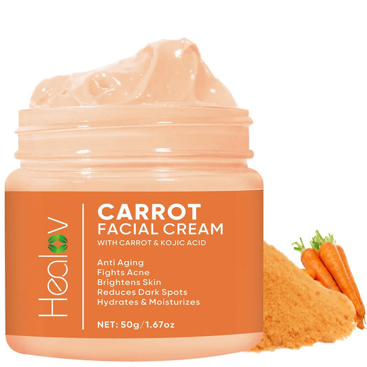 Healov Karottencreme – Aufhellende Gesichts- & Körpercreme gegen dunkle Flecken, ungleichmäßigen Hautton & fahle Haut – Feuchtigkeitsspendende Karottenöl-Lotion für Gesicht, Achseln, Innenseiten der Oberschenkel, Hals, Knie & Ellenbogen