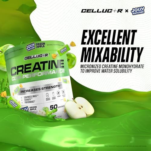 Cellucor Kreatinpulver, Jolly Rancher Grüner Apfel - Steigert Kraft, Magermasse & Ausdauer, mikronisiertes Kreatin für schnelle Aufnahme, 5 g Kreatin pro Portion, 50 Portionen