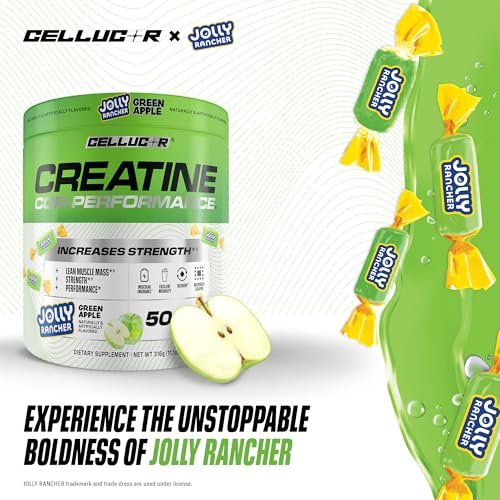 Cellucor Kreatinpulver, Jolly Rancher Grüner Apfel - Steigert Kraft, Magermasse & Ausdauer, mikronisiertes Kreatin für schnelle Aufnahme, 5 g Kreatin pro Portion, 50 Portionen
