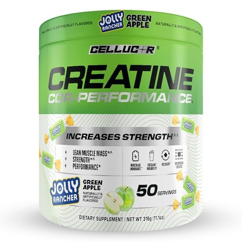 Cellucor Kreatinpulver, Jolly Rancher Grüner Apfel - Steigert Kraft, Magermasse & Ausdauer, mikronisiertes Kreatin für schnelle Aufnahme, 5 g Kreatin pro Portion, 50 Portionen