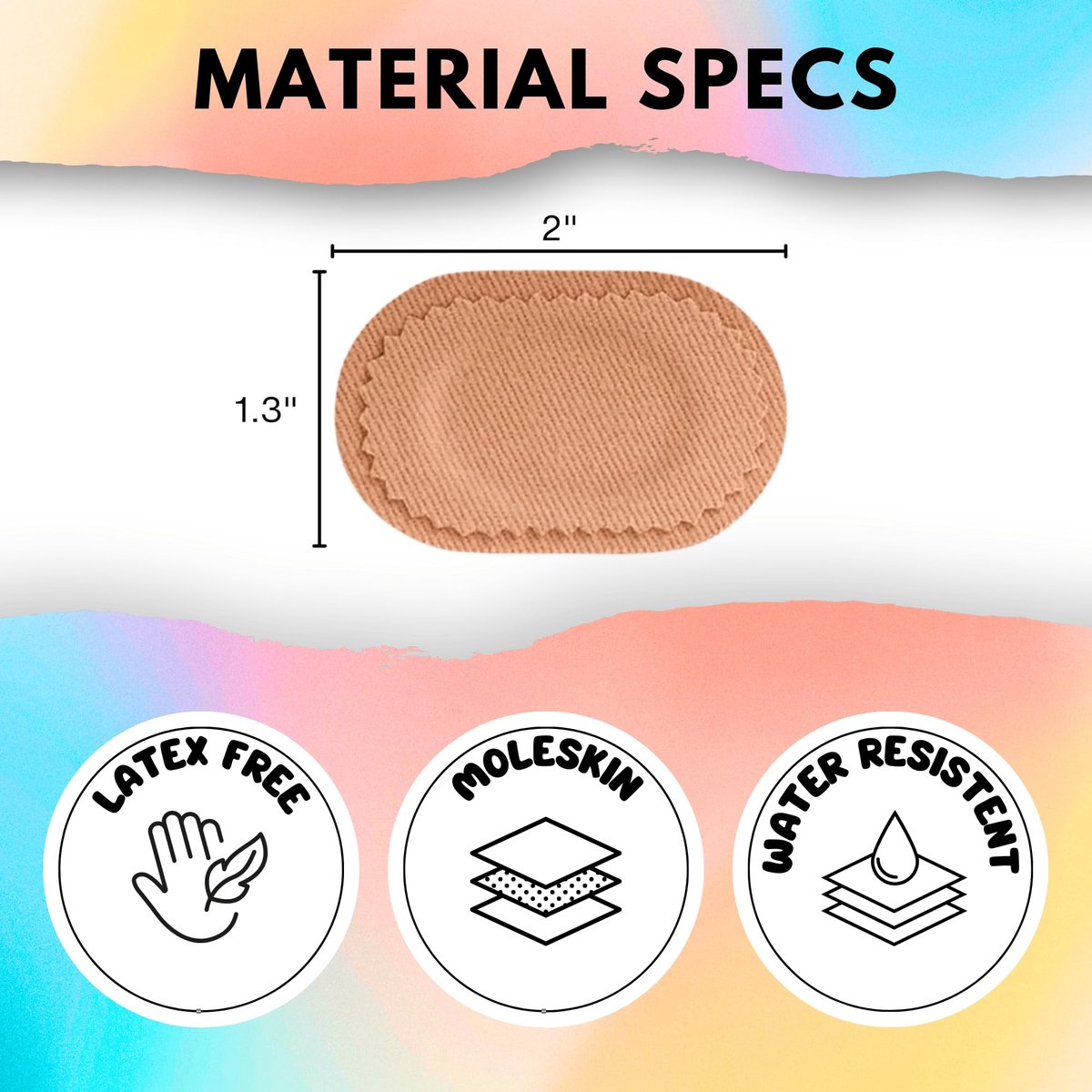Bunion Pads (24er-Pack) – Haftende Moleskin-Blasenschutzpflaster – Mole Skin Tape Sticker für Ballen, Füße, Fersen, Schuhe – Wassergeschützte, ganztägige Linderung von schmerzhaftem Reiben