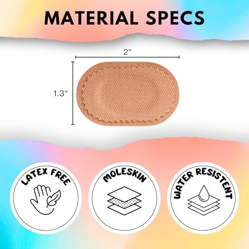 Bunion Pads (24er-Pack) – Haftende Moleskin-Blasenschutzpflaster – Mole Skin Tape Sticker für Ballen, Füße, Fersen, Schuhe – Wassergeschützte, ganztägige Linderung von schmerzhaftem Reiben