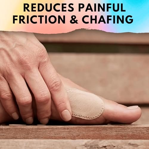Bunion Pads (24er-Pack) – Haftende Moleskin-Blasenschutzpflaster – Mole Skin Tape Sticker für Ballen, Füße, Fersen, Schuhe – Wassergeschützte, ganztägige Linderung von schmerzhaftem Reiben