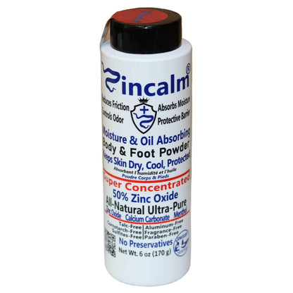 Zincalm All-Natural Körper- & Fußpuder – Konzentriertes 50% Zink, Maisstärkefrei, Feuchtigkeits- & Geruchsabsorbierend, Anti-Scheuern, Juckreizlindernd mit Reinstem Calcium & Menthol