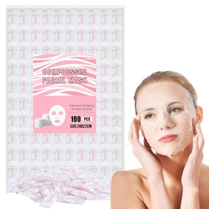 Khrgovd 100 Stück Komprimierte Baumwoll-Gesichtsmaskenplättchen, Einweg-DIY-Maskenpapier für die Hautpflege, Baumwollmasken für Zuhause und Reisen
