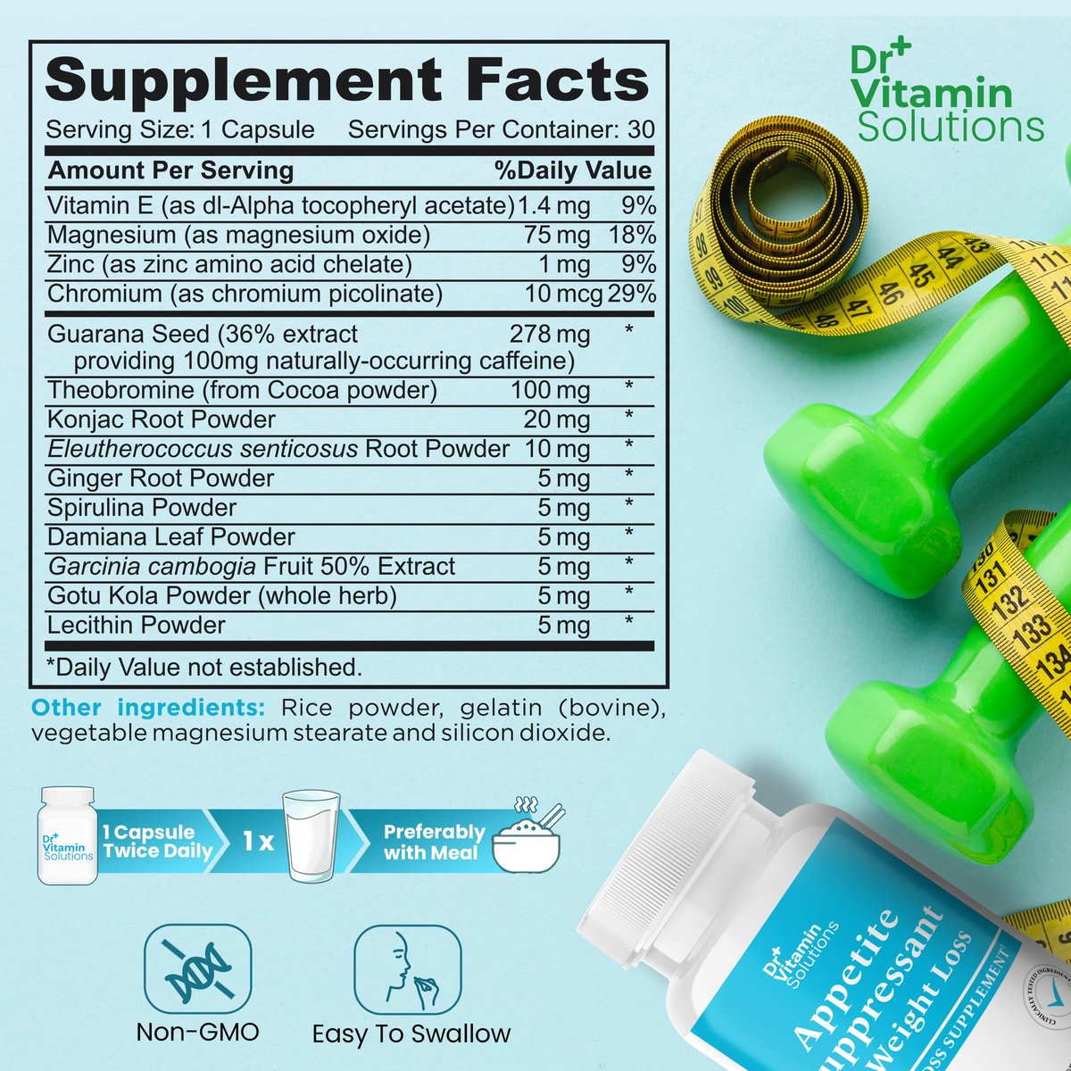 Appetitzügler zur Gewichtsabnahme – Diätpillen, Fatburner für Frauen & Männer mit Garcinia, Ingwerwurzel, Guarana – Thermogener Stoffwechsel-Booster, Ephedra-frei, Energieunterstützung, Hergestellt in den USA, 30 Kapseln