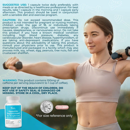 Appetitzügler zur Gewichtsabnahme – Diätpillen, Fatburner für Frauen & Männer mit Garcinia, Ingwerwurzel, Guarana – Thermogener Stoffwechsel-Booster, Ephedra-frei, Energieunterstützung, Hergestellt in den USA, 30 Kapseln