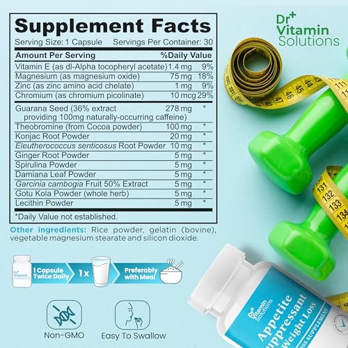 Appetitzügler zur Gewichtsabnahme – Diätpillen, Fatburner für Frauen & Männer mit Garcinia, Ingwerwurzel, Guarana – Thermogener Stoffwechsel-Booster, Ephedra-frei, Energieunterstützung, Hergestellt in den USA, 30 Kapseln