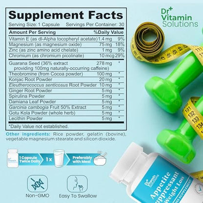 Appetitzügler zur Gewichtsabnahme – Diätpillen, Fatburner für Frauen & Männer mit Garcinia, Ingwerwurzel, Guarana – Thermogener Stoffwechsel-Booster, Ephedra-frei, Energieunterstützung, Hergestellt in den USA, 30 Kapseln